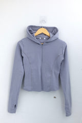 Fingerhole line hooded half zipup