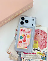 [MADE]ピンクカクテル ジェルハード iPhone カードポケット付きケース