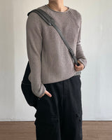 Beat Henley-Neck Crop Knit