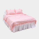 Dust-Free Gingham Check Frill Duvet Cover - K size