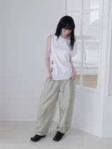 NYLON STUD PINTUCK PANTS (SAND BEIGE)