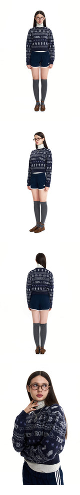 TROLLS JACQUARD ニット - NAVY