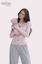 Baby Pink Cable Knit Cardigan
