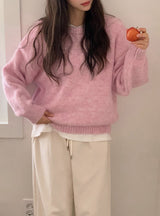 #コジーヘアリーパステルウールルーズフィットニット (5color)