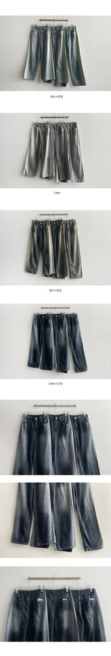 [Short, basic, long] [S-2XL] [Summer long pants!] ヒンズウォッシングワイドデニムパンツ (4 colors)