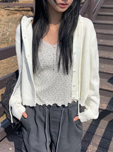 Auburn Punching Pendant Hood Knit Cardigan