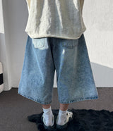 Bodi Snow-Washed Balloon Denim Bermuda Shorts 2color