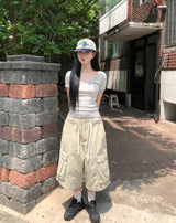 Tiny Stripe U-neck Elbow Length T-shirt
