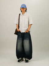 PU Stripe Crop Half Shirts