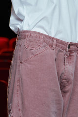 DYED ZIP CARGO PANTS / DARK PINK