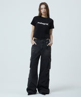 ドット ベーシック ロゴ ラウンド クロップ Tシャツ ブラック