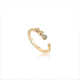 [Worn by Han Hyo-joo, SoYou, Bvlgari Min-young] アマゾナイト925シルバー+ 14kゴールドメッキ調整可能サイズリングR045-01G-AM