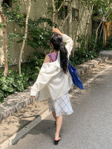 ヘリティ ウェイビー レース ミディスカート