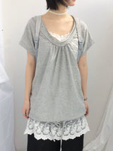 embossed shirring strap t