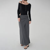 [Redlin] Wrap Shirred Long Skirt -2color
