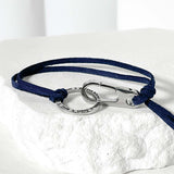 Suede string lettering bracelet_blue
