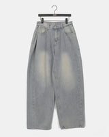 Minta Washing Side Pintuck Wide Denim Pants