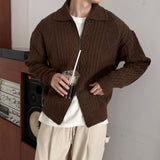 Premium] LMN フィッシャーケーブルカラージップアップニット (3 colors)