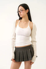 Jewel cross back tank top - white  