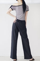 Bent Wide Pintuck Slacks