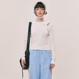 ラインカットオフロングスリーブ_アッシュブラウン