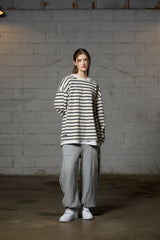 JERRY STRIPE OVERFIT LONG SLEEVE T-SHIRT / IVORY