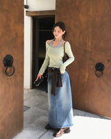 ライルオフホワイトUネックTシャツ