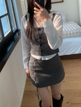 Tailor Mono Button Bustier Back Slit Top