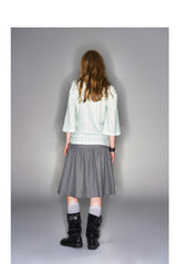 2025 Spring/Summer New Printed Mint Green Swing Neck Loose Top