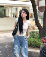 Nippen Damaged Wide Denim Pants