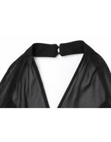 ロリエルホルターネックシアーラップロングドレス Black