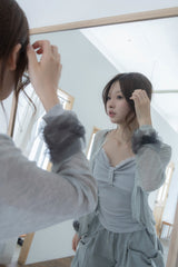 ribbon sleeve cardigan(gray)