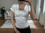 frill crop bolero blouse