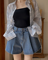 Warner Pintuck Denim Shorts