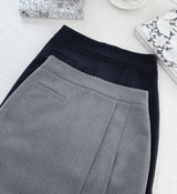 Dews Unbalance Pleats Wrap Skirt Pants
