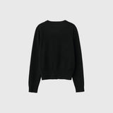 WOMAN Logo Round Neck Long Sleeve Cardigan [BLACK]