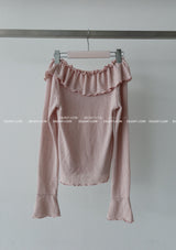 ブリスフリルオフショルダーリブTシャツ