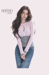 Rosy Moore Pink Gray Layered Tee