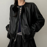 luxe no collar leather jacket