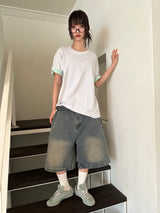 Fake Layered Arm Snap Oversized T-Shirt 6color