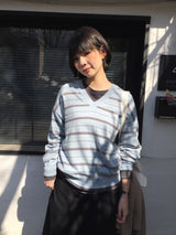 モノストライプVネックニット (3color)