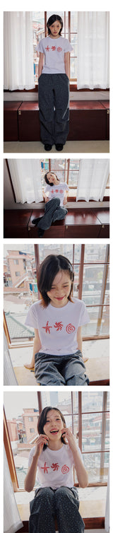 DOODLE SLIM T SHIRT - WHITE