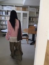 ワイナツ斜線ワッシングコットンワイドパンツ（3c）