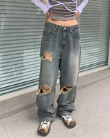 (Unisex) ビンテージチェックデニムパンツ