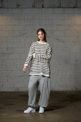 JERRY STRIPE OVERFIT LONG SLEEVE T-SHIRT / IVORY