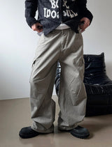 Grayish wide cargo pants