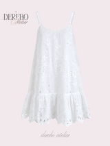 Punching Daisy White Sleeveless Dress 