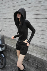 26FW★ SHADOW BUTTON HOODED ZIP-UP
