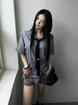 26SS★ [ MADE / Tie Set ] シルクストライプクラシックシャツ半袖バージョン