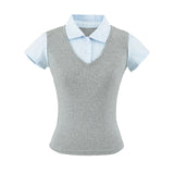 Alessa Layered Collar Slim Top
